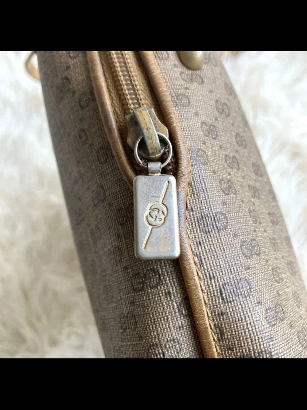 Gucci Tan/Brown Coated Canvas Crossbody with Leather Trim